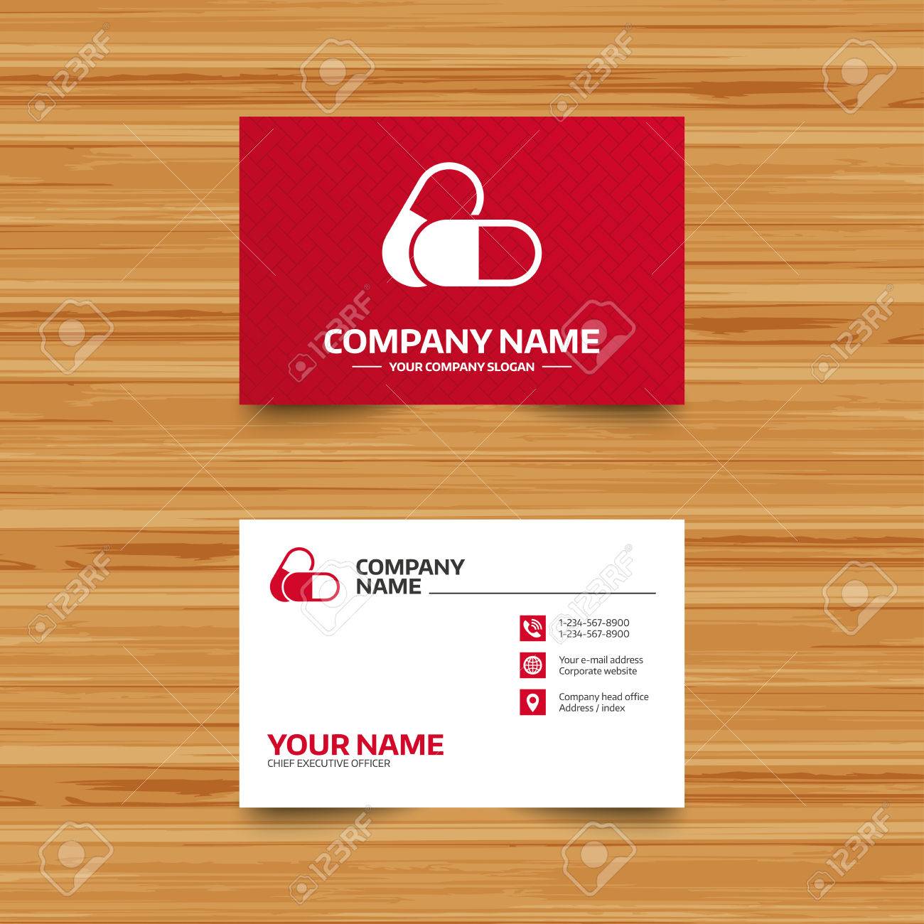 business card template medical pills sign icon pharmacy medicine