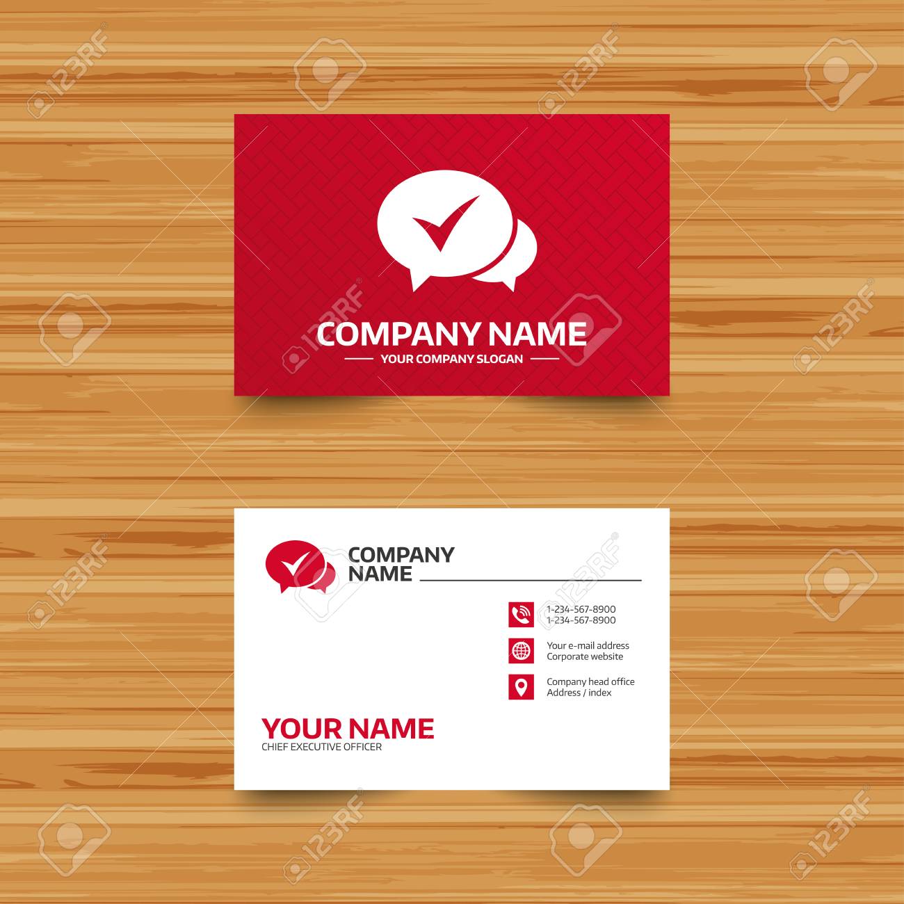 business card template check sign icon yes or tick symbol