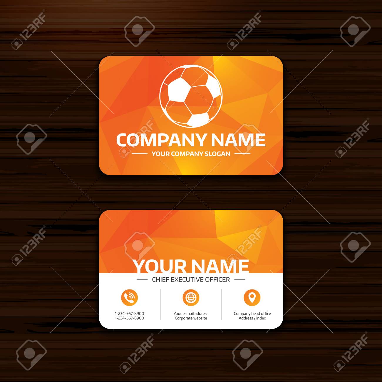 business or visiting card template football ball sign icon soccer card template