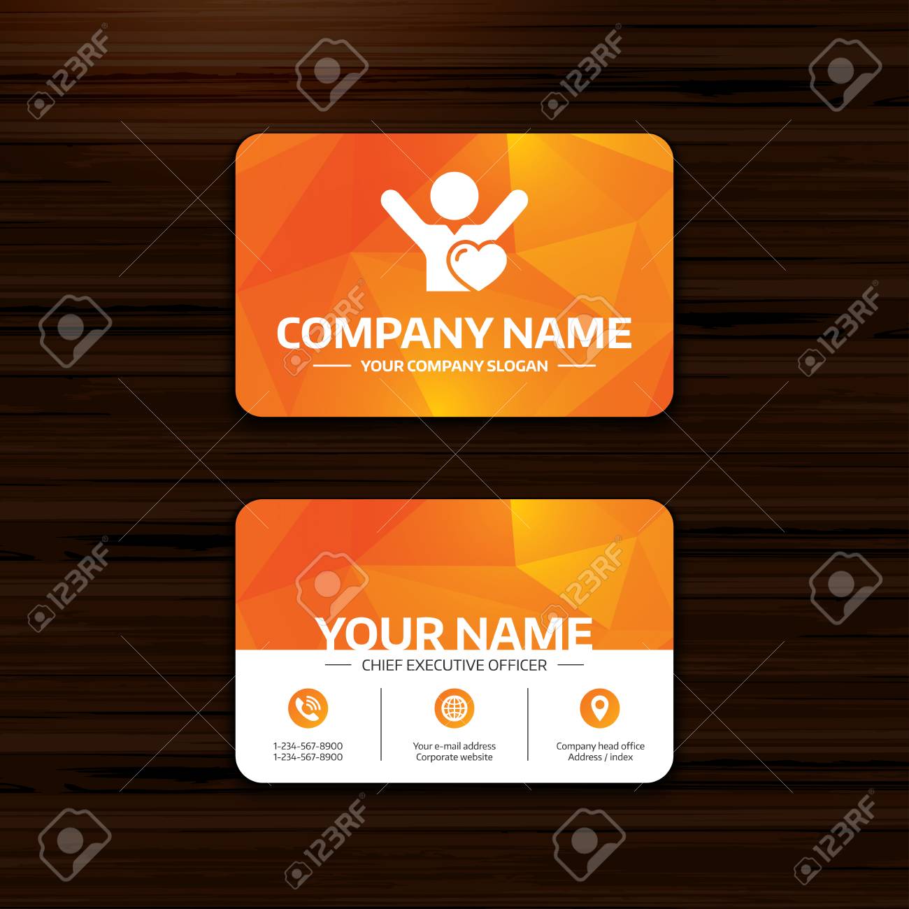 business or visiting card template fans love icon man raised
