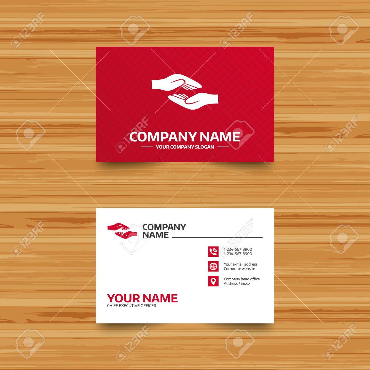 business card template helping hands sign icon charity or
