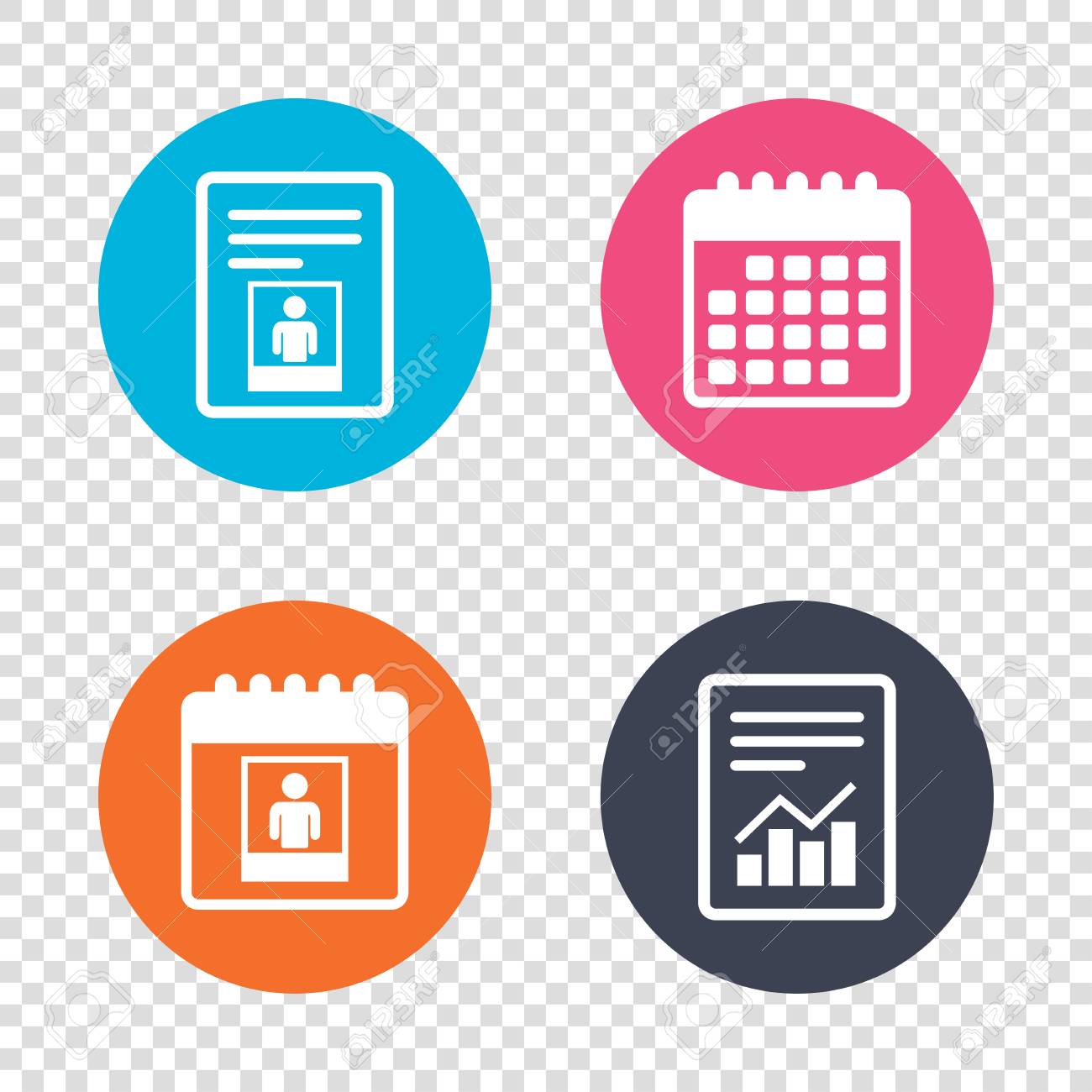report document calendar icons photo frame template with human