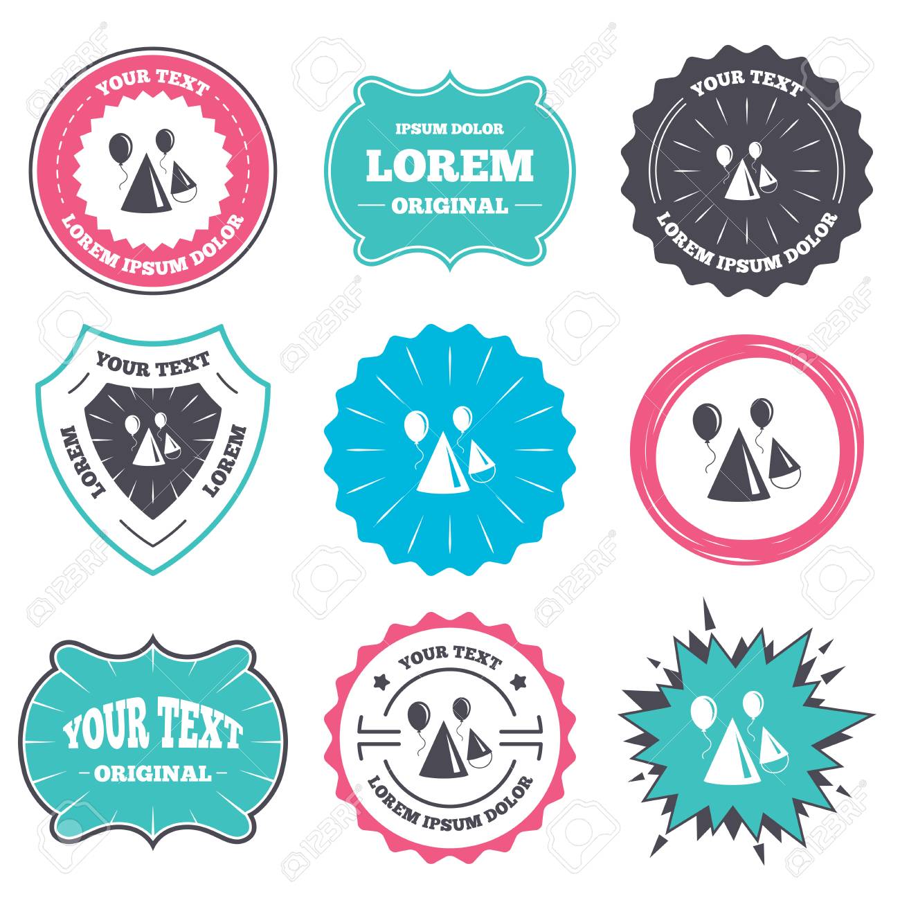 label and badge templates party hat sign icon birthday celebration