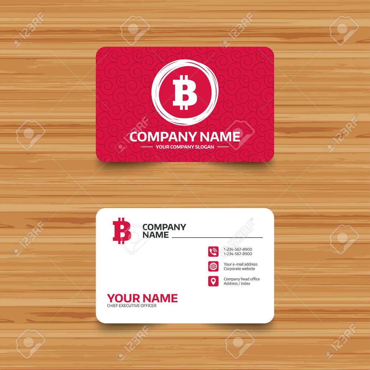 Business Card Template With Texture. Bitcoin Sign Icon. Cryptography  Currency Symbol. P2P. Phone, Web And Location Icons. Visiting Card Vector  Royalty Free SVG, Cliparts, Vectors, and Stock Illustration. Image 65456230.