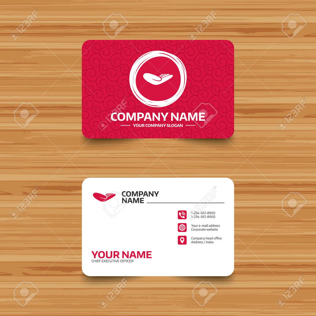 Business Card Template With Texture. Donation Hand Sign Icon Within Donation Card Template Free
