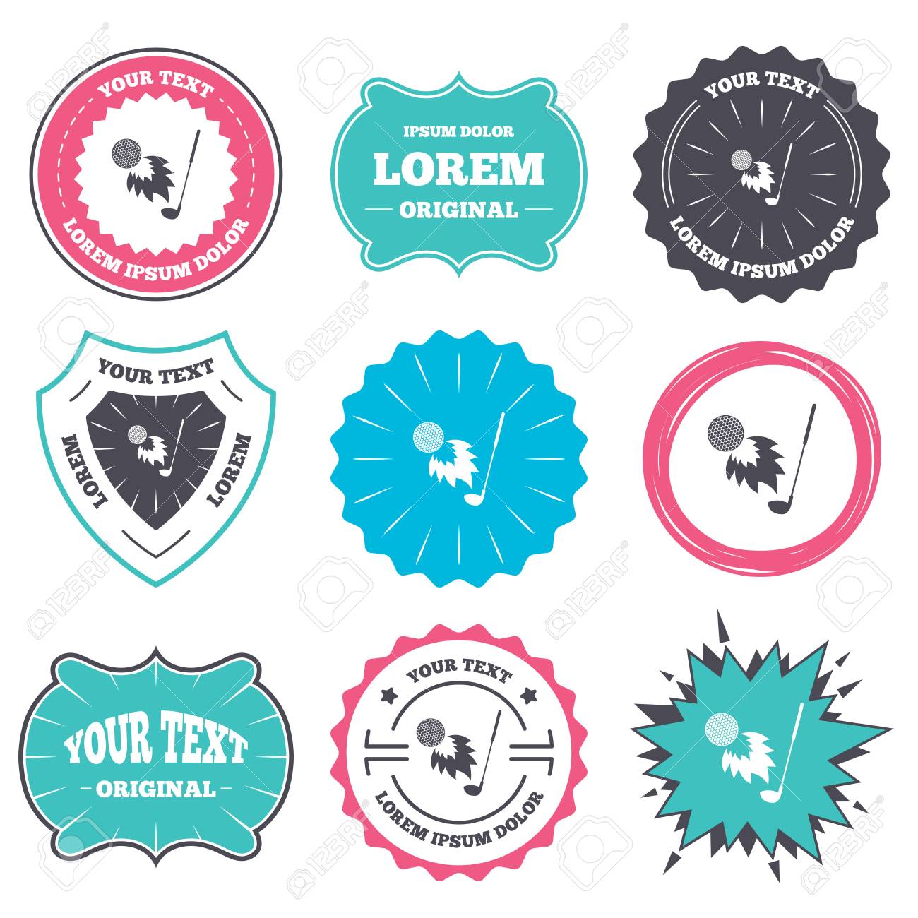 label and badge templates golf fireball with club sign icon fireball label template