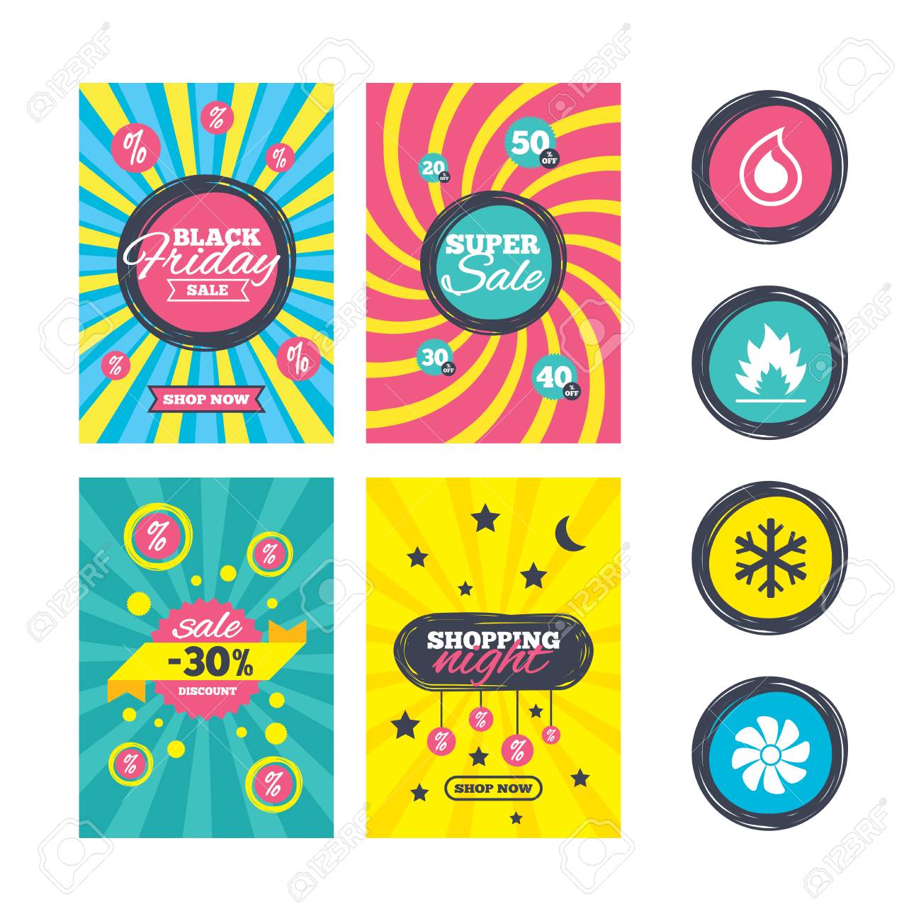 sale website banner templates hvac icons heating ventilating