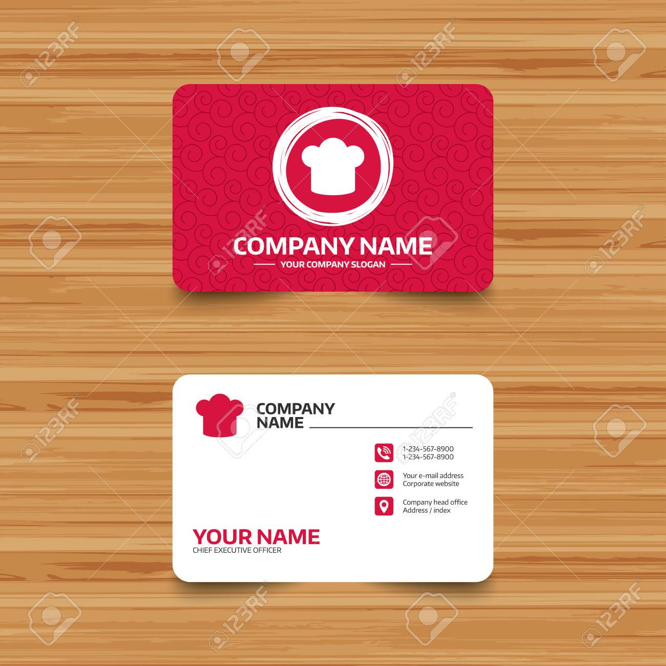 business card template with texture chief hat sign icon cooking