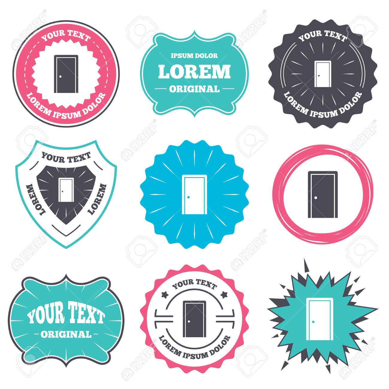 label and badge templates door sign icon enter or exit symbol