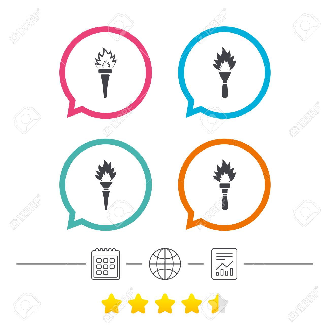 torch flame icons fire flaming symbols hand tool which provides
