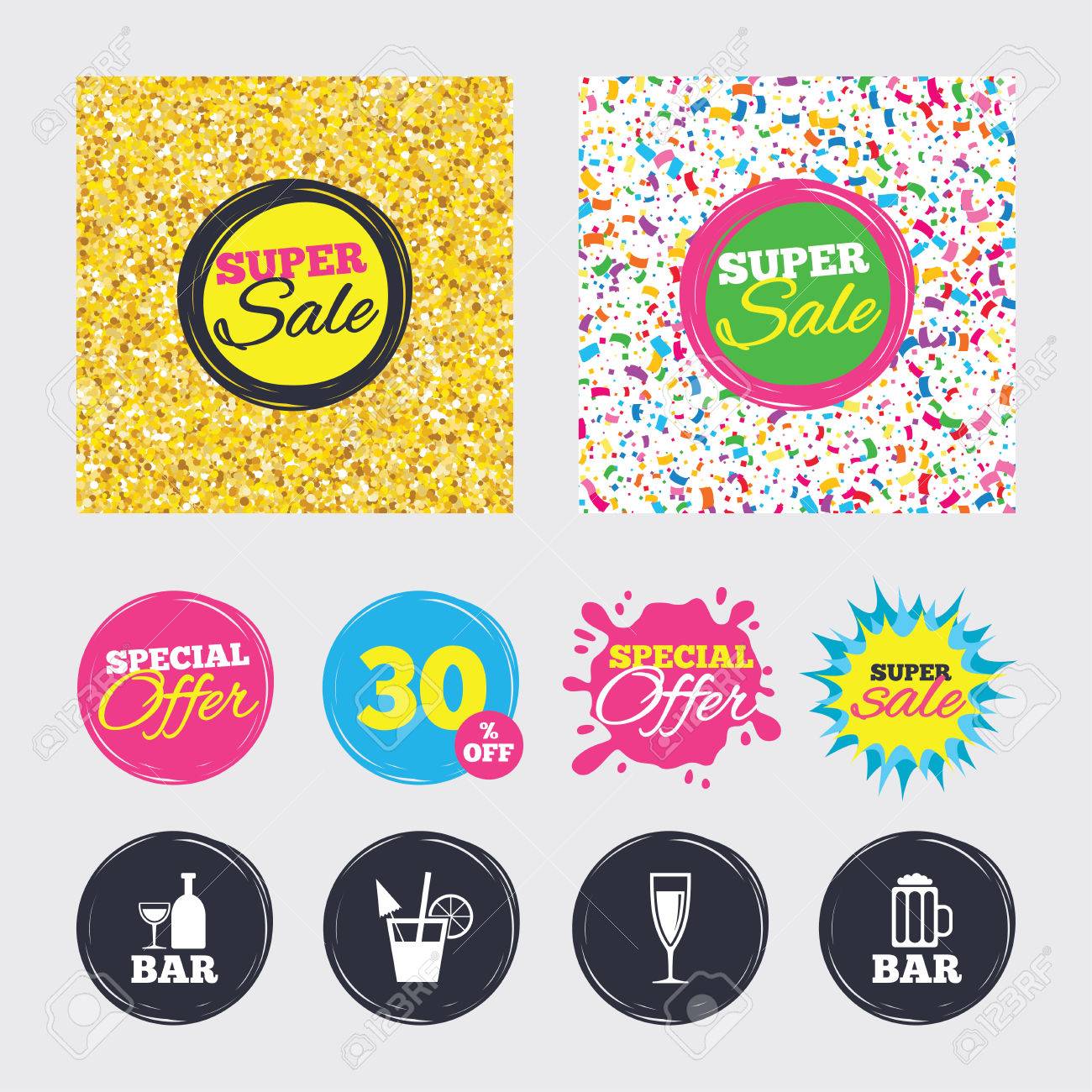 gold glitter and confetti backgrounds covers posters and flyers flyers icons