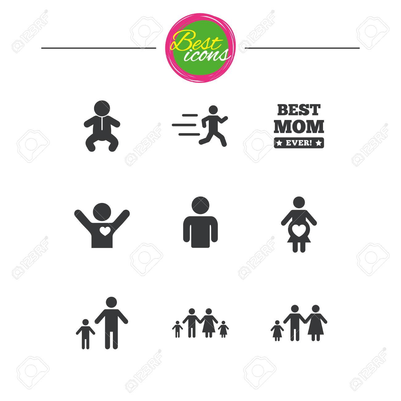 人々 は 家族のアイコン 母性 人 赤ちゃんサイン 最高のお母さん