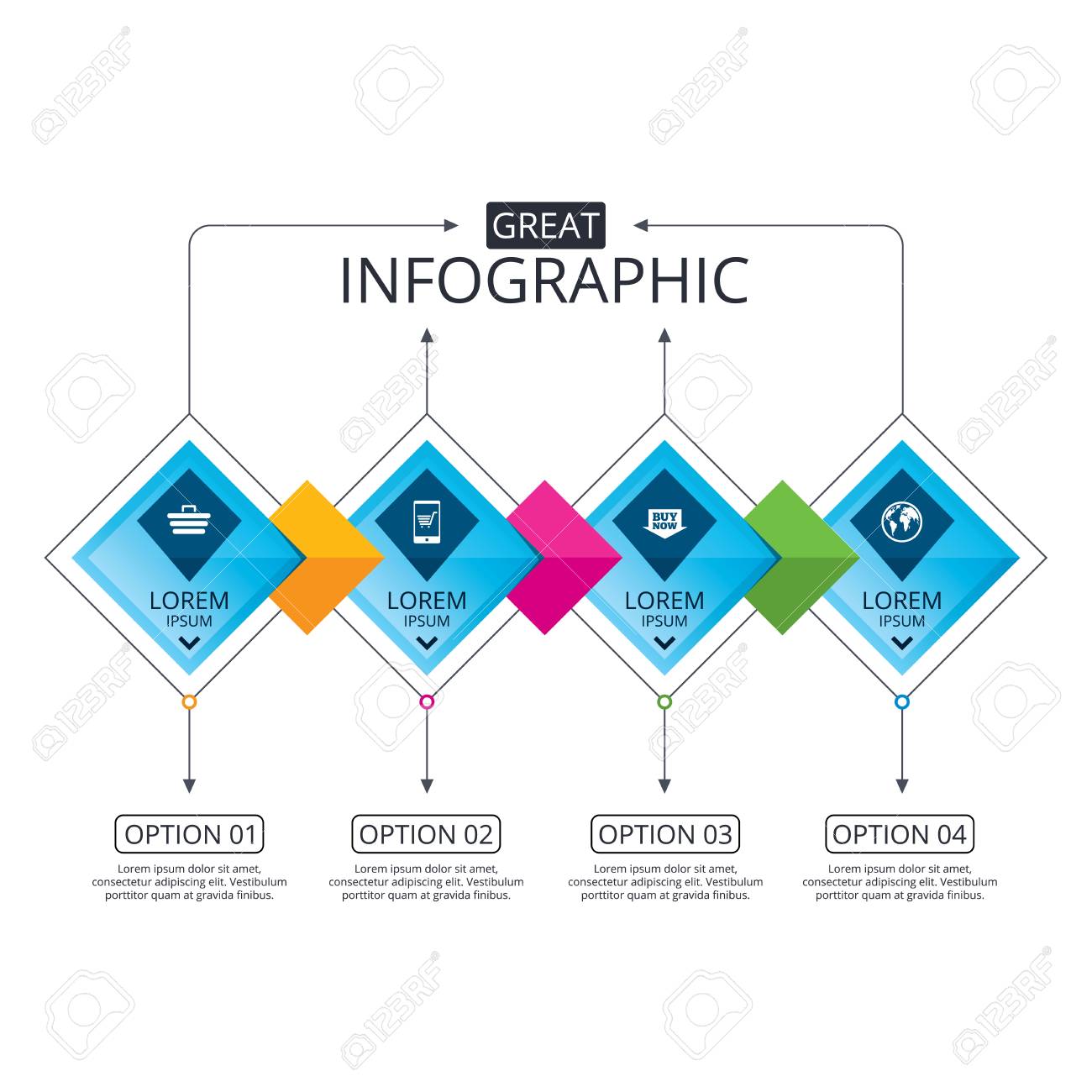 infographic flowchart template business diagram with options