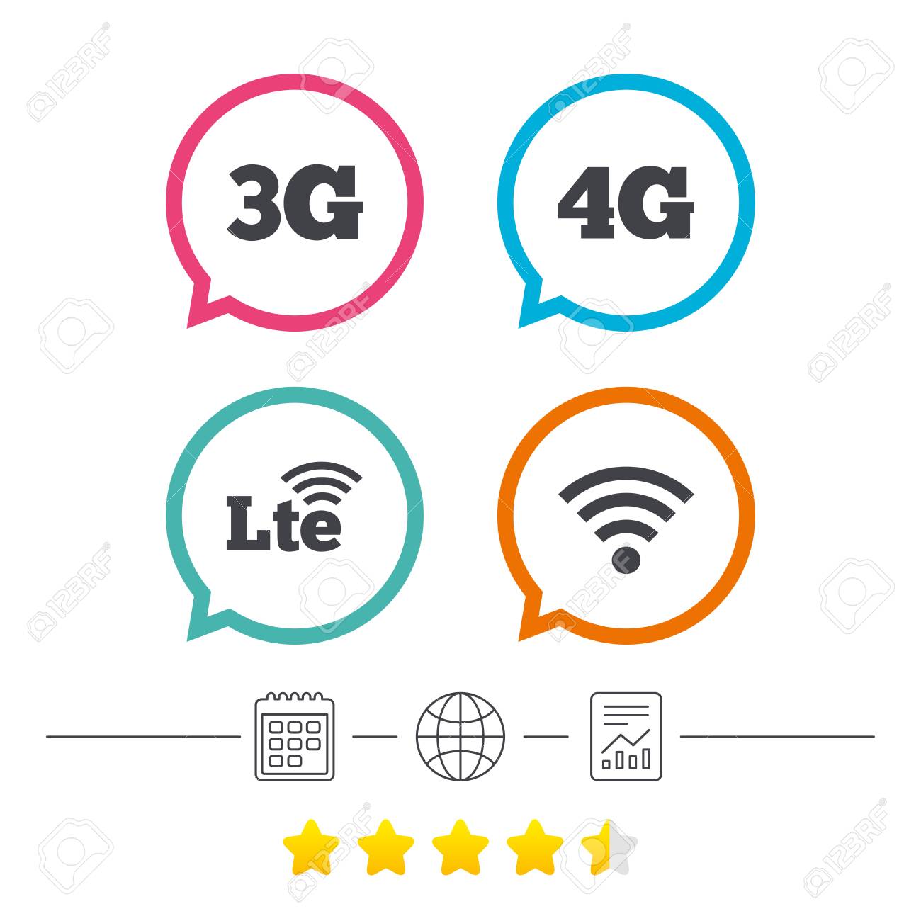 Iconos De Telecomunicaciones Móviles. 3G, 4G LTE Y Tecnología ...