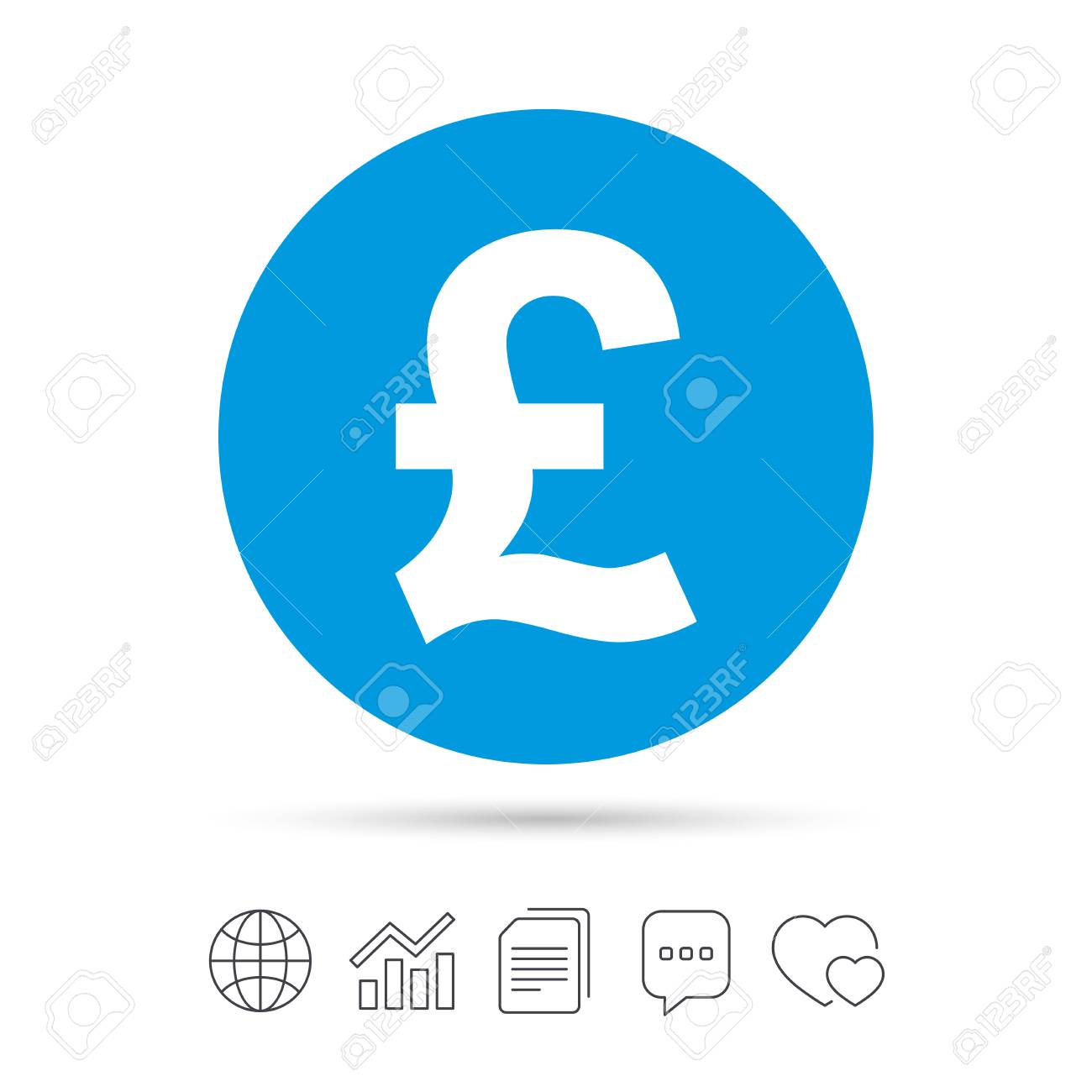 Pound Sign Icon. GBP Currency Symbol. Money Label. Copy Files, Chat Speech  Bubble And Chart Web Icons. Vector 免版稅剪貼畫，向量插圖和庫存圖片. Image 71716587