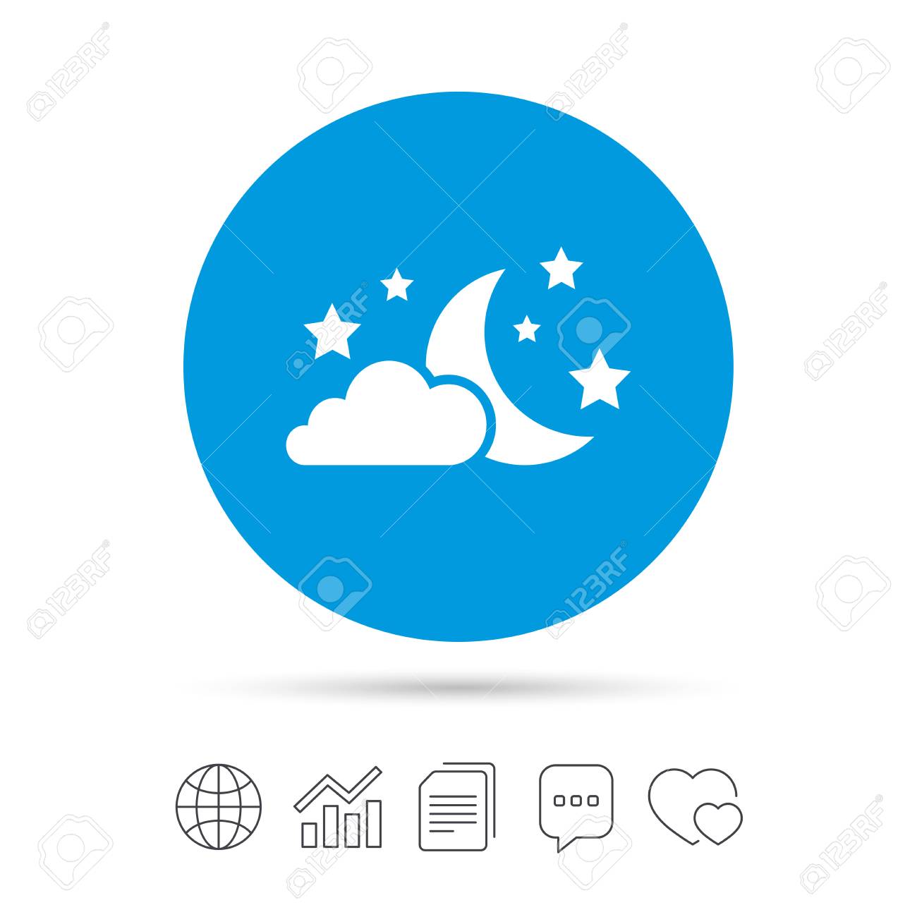 月と雲と星のアイコン 睡眠の夢のシンボルです 夜またはベッドのサイン ファイルのコピー 音声バブルとグラフ Web アイコンをチャットします ベクトル のイラスト素材 ベクタ Image