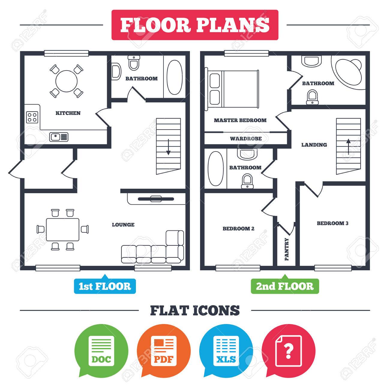 Architecture Plan With Furniture House Floor Plan File Document Royalty Free Cliparts