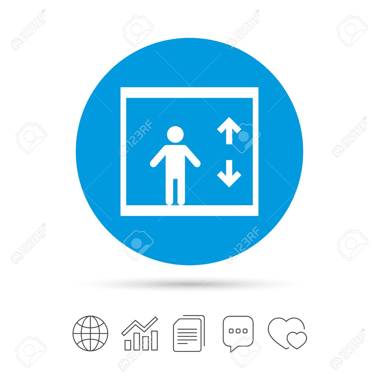elevator sign icon person symbol with up and down arrows royalty