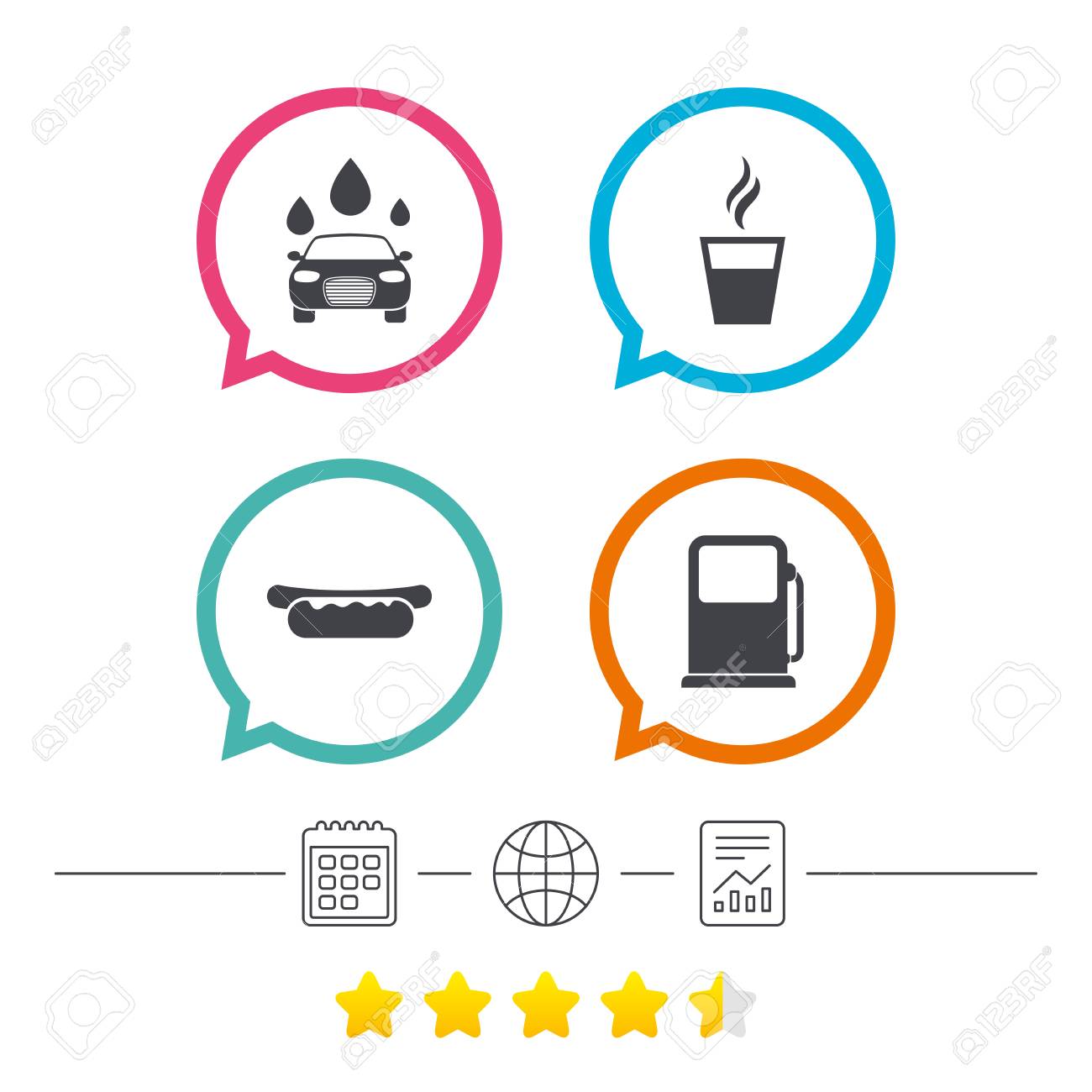 Petrol Or Gas Station Services Icons Automated Car Wash Signs