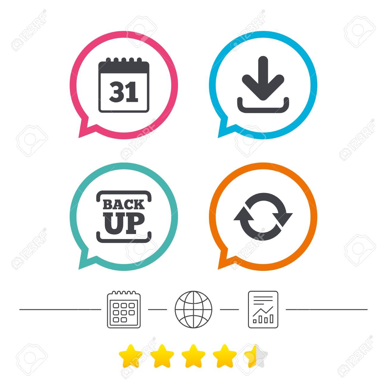 download and backup data icons calendar and rotation arrows rotation calendar