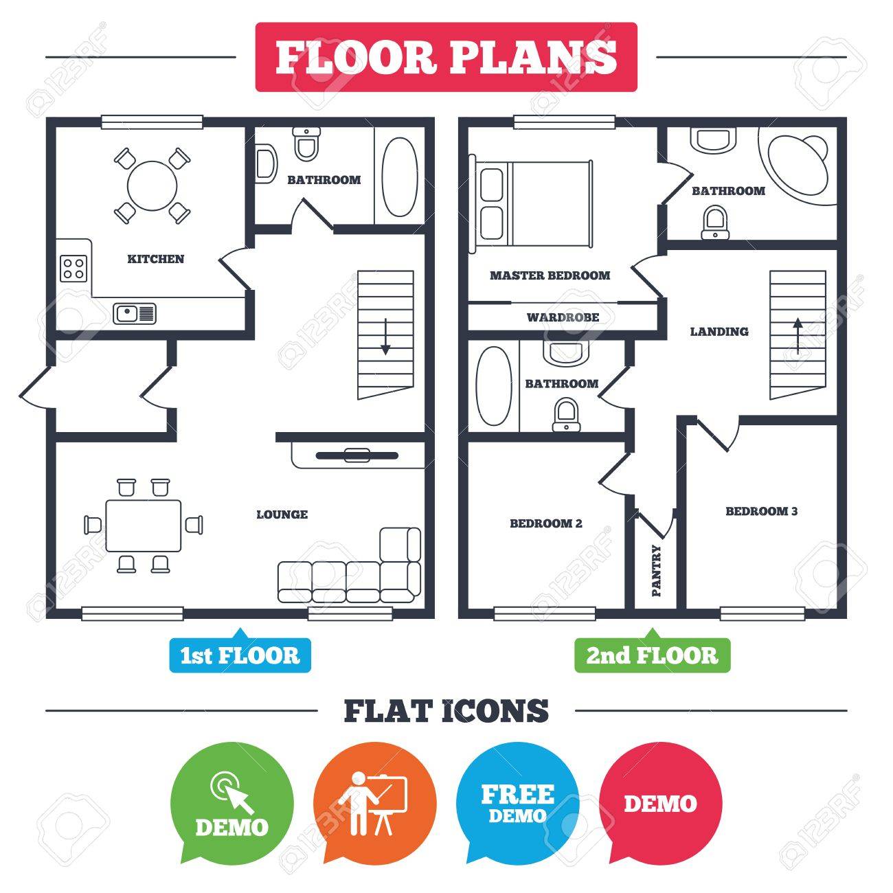 architecture plan with furniture house floor plan demo with presentation plans