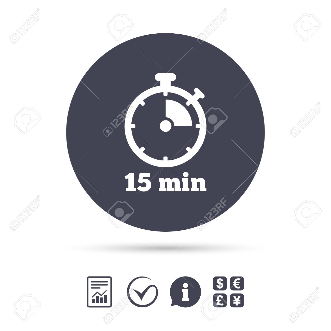timer sign icon 15 minutes stopwatch symbol report document a timer for 15 minutes
