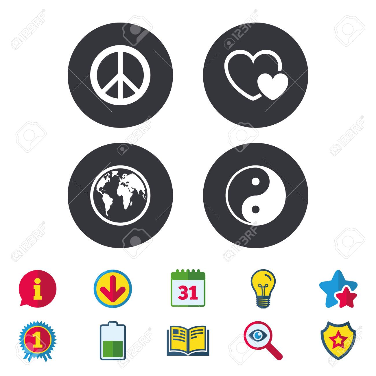 Cone Do Globo Do Mundo Sinal De Ying Yang Sinal De Amor De