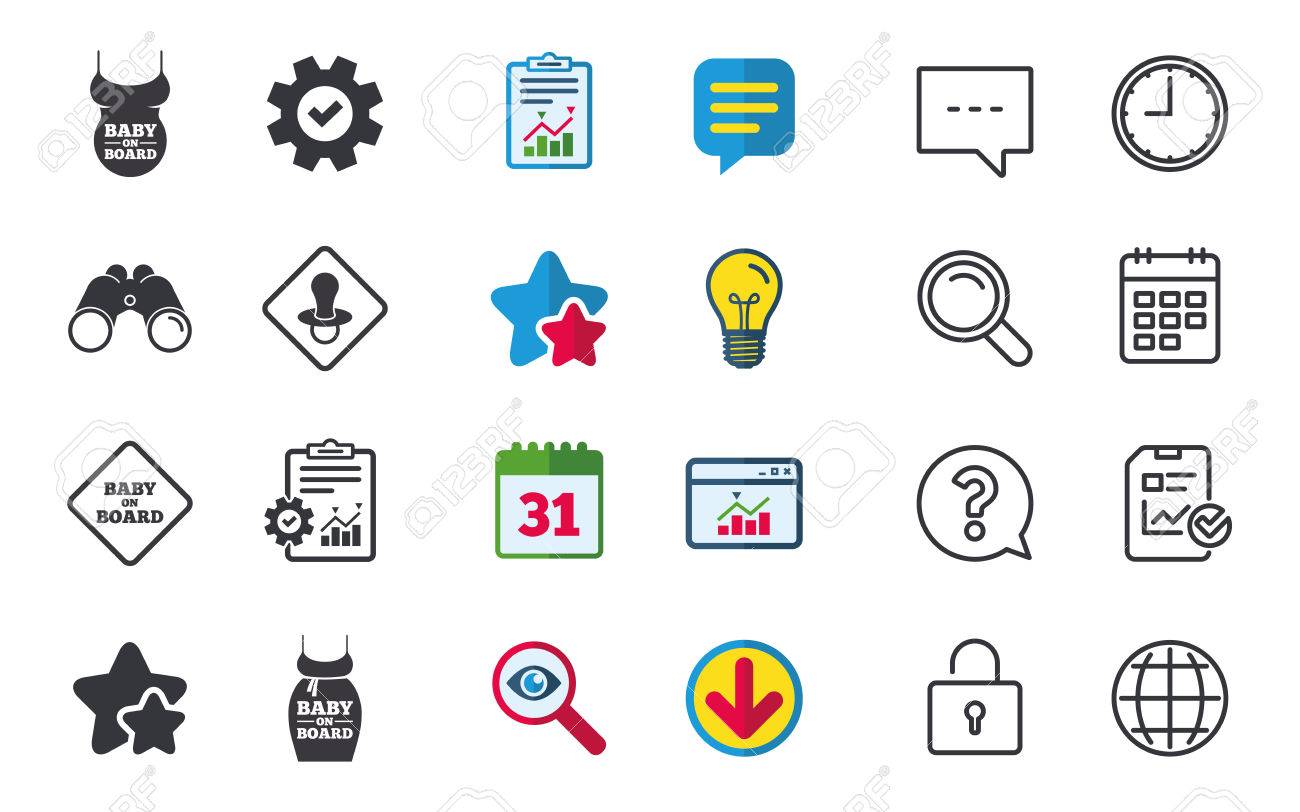 Iconos De Bebe A Bordo Senales De Precaucion Para Bebes Nino Pezon De Pacificador Vestido De Mujer Embarazada Con El Vientre Grande Chat Reportes Y Calendario Estrellas Estadisticas Y Descargar Iconos Pregunta