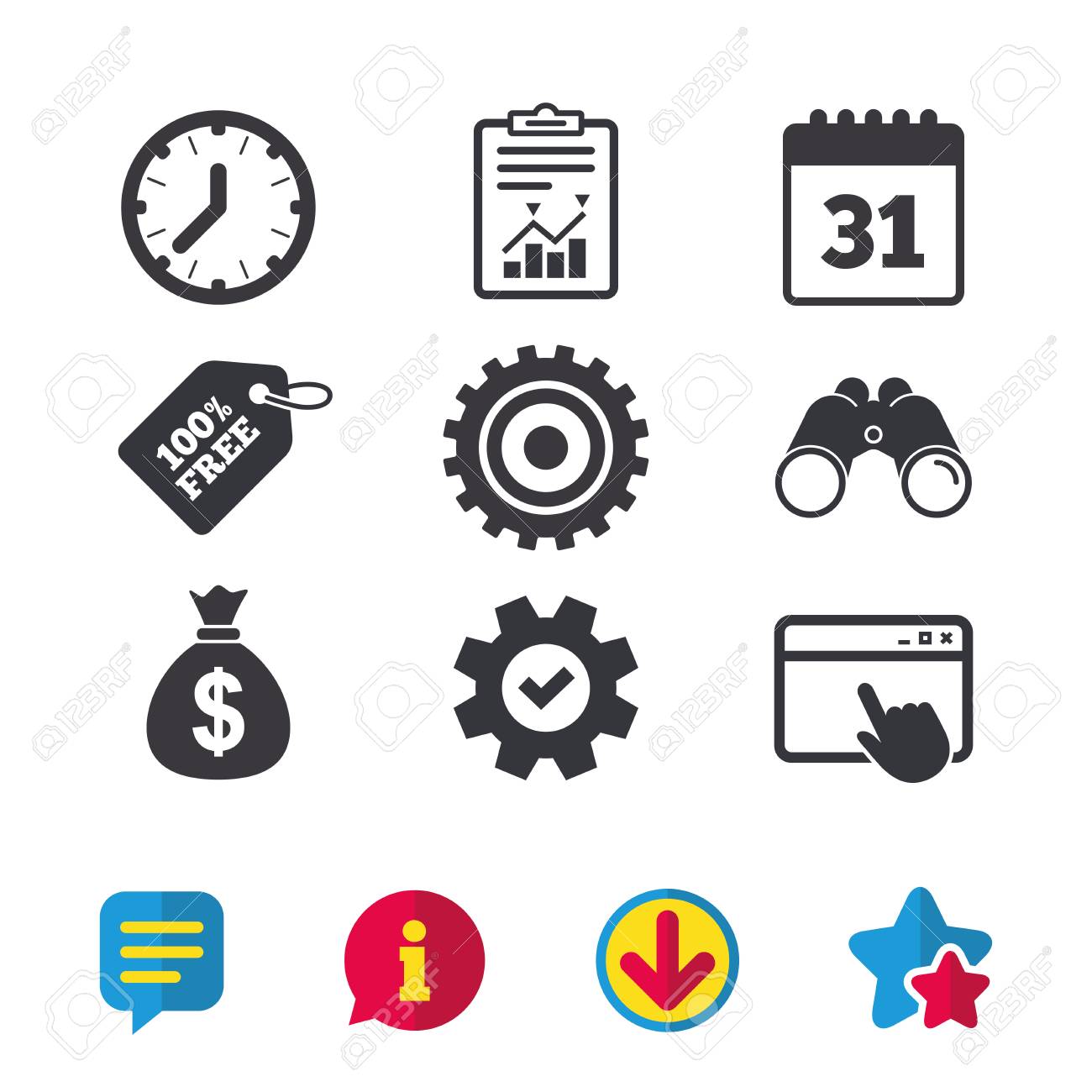 money icons for windows Businessman icons. Human silhouette and cash money signs. Case.