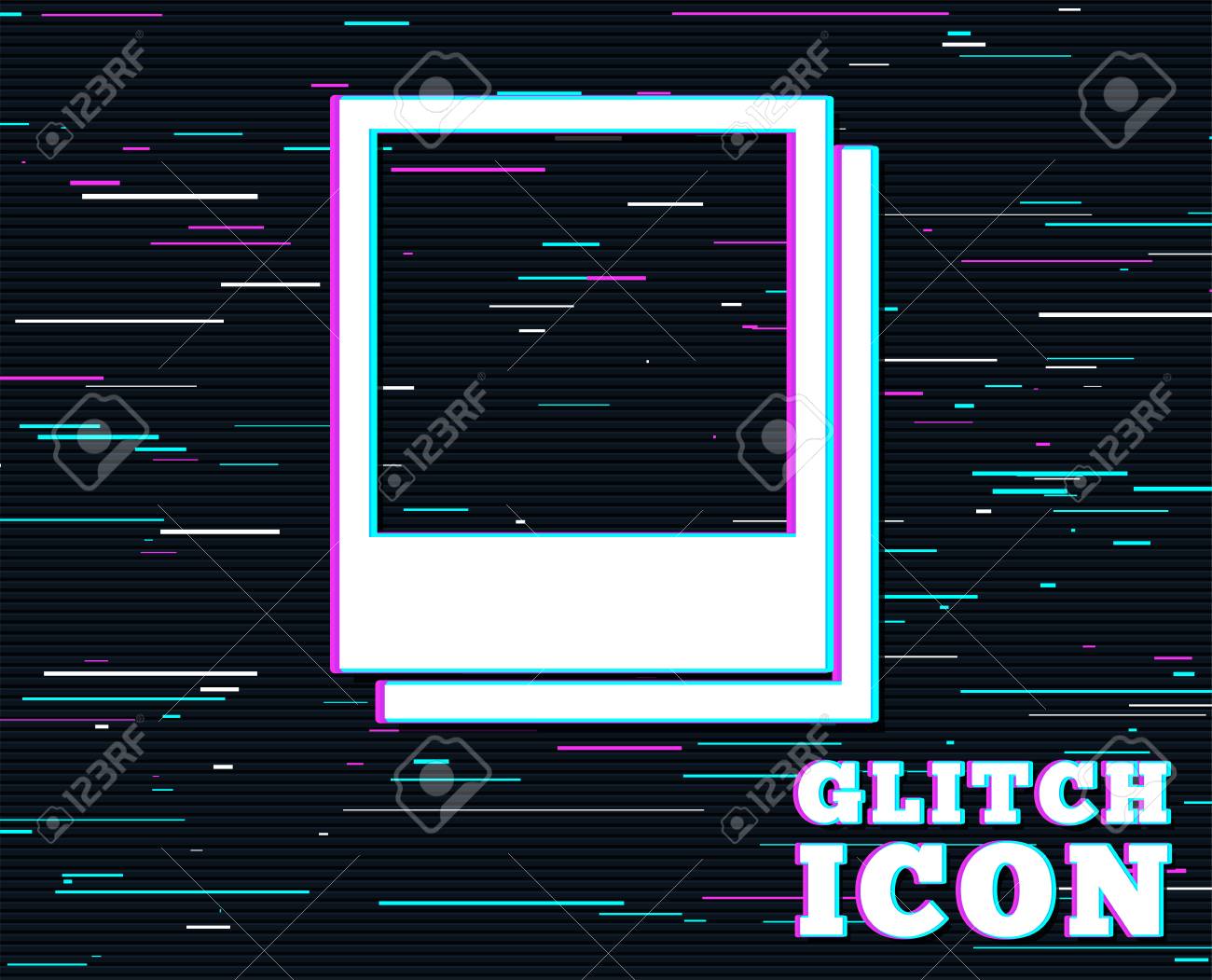 glitch effect photo frames template sign icon empty photography