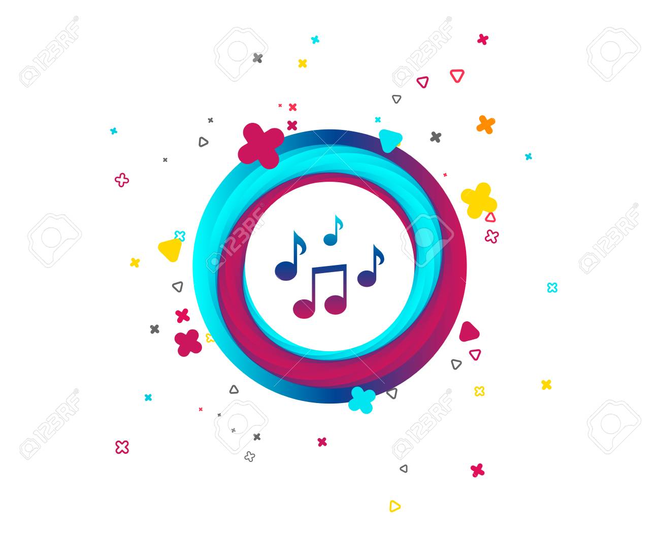 Music notes sign icon. Musical symbol. Colorful button with icon. Geometric elements. Vector - 108632628 Music notes sign icon. Musical symbol. Colorful button with icon. Geometric elements. Vector - 108632628
