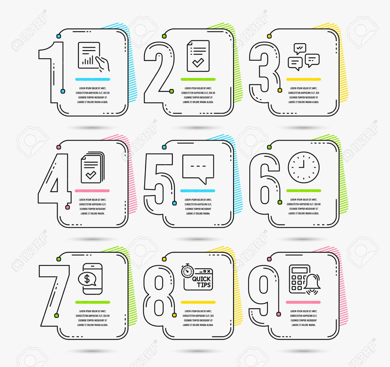 infographic timeline set of document blog and approved checklist timeline document