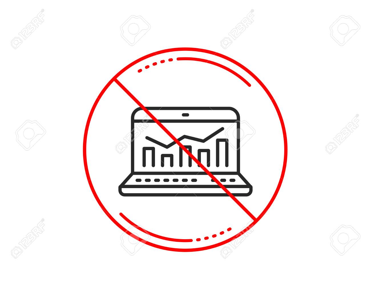 no or stop sign marketing statistics line icon web analytics