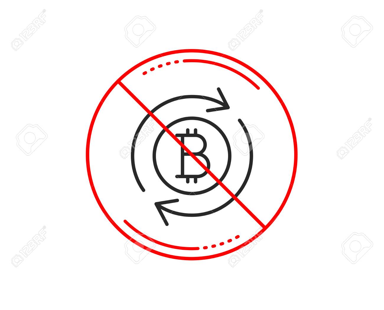 아니요 또는 정지 신호 비트코인 라인 아이콘 새로 고침 암호화폐 코인 기호 암호화폐 돈 기호 주의 금지 금지 정지 기호 없음 아이콘  디자인 벡터 로열티 무료 사진, 그림, 이미지 그리고 스톡포토그래피. Image