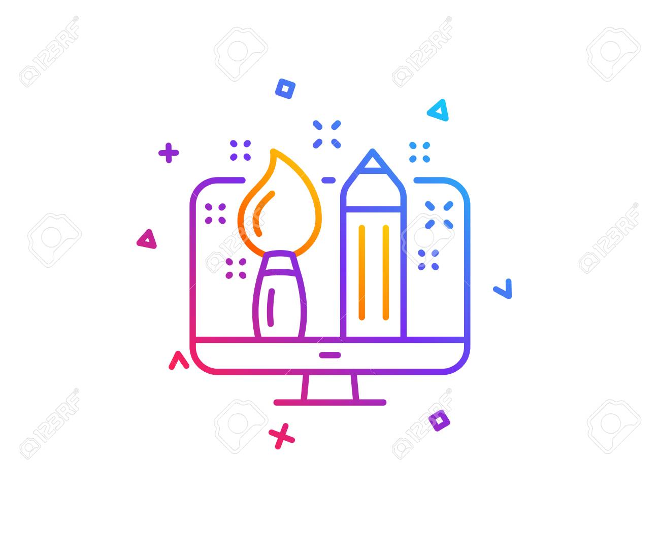 Creative Design Line Icon Graphic Designer Sign Brush And Pencil Symbol Gradient Line Button Creative Design Icon Design Colorful Geometric Shapes Vector Stock Photo Picture And Royalty Free Image Image 113235076