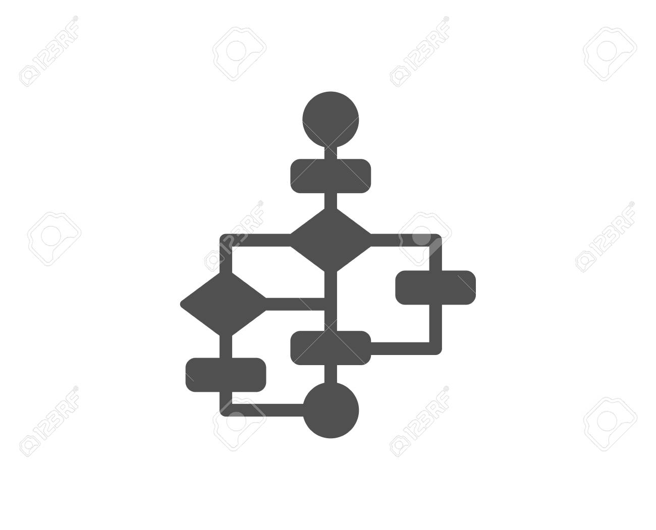 블록 다이어그램 아이콘입니다. 경로 구성표 기호입니다. 알고리즘 기호입니다. 품질 디자인 요소입니다. 클래식 스타일 아이콘입니다. 벡터  로열티 무료 사진, 그림, 이미지 그리고 스톡포토그래피. Image 125986088