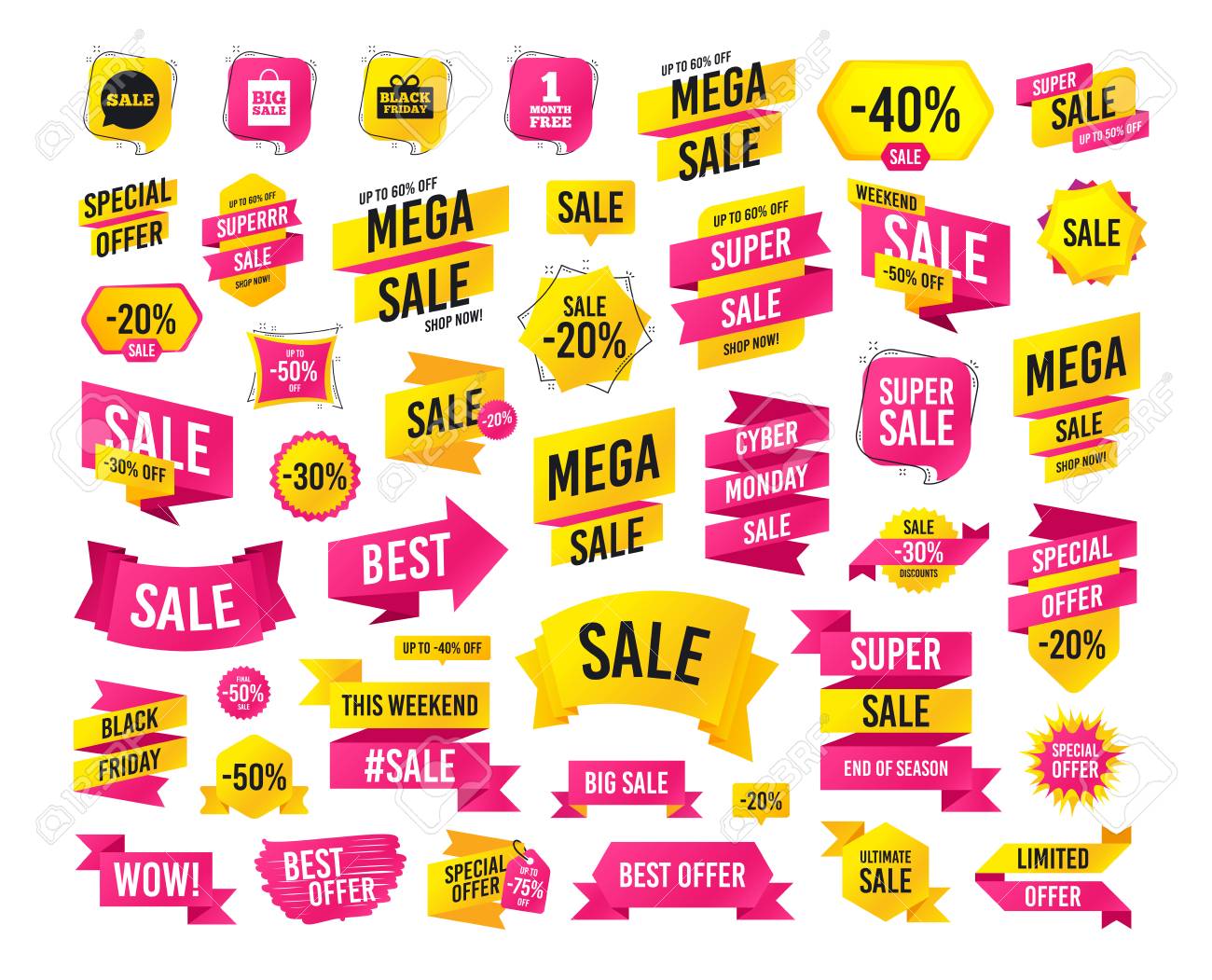 sales banner super mega discounts sale speech bubble icon sales peech
