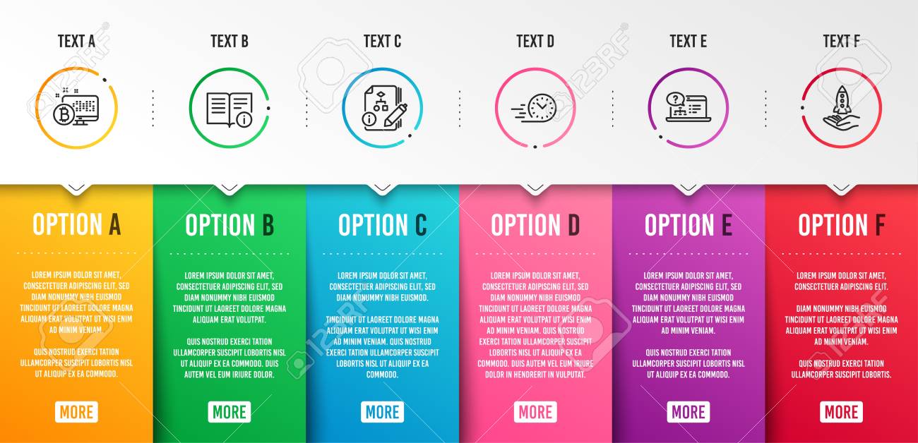 Conjunto Simple De Iconos De Información Técnica, Algoritmo Y Sistema  Bitcoin. Ayuda En Línea, Entrega Rápida Y Carteles De Crowdfunding.  Documentación, Proyecto. Conjunto De Tecnología. Plantilla De Infografía.  Línea De Tiempo De
