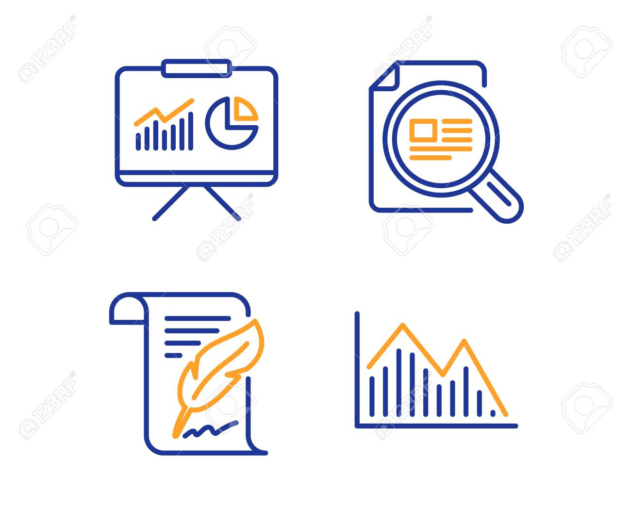check article feather and presentation icons simple set investment investment presentation