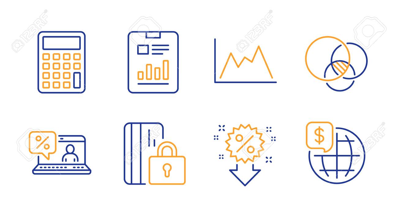 calculator diagram and online loan line icons set discount free online loan calculators