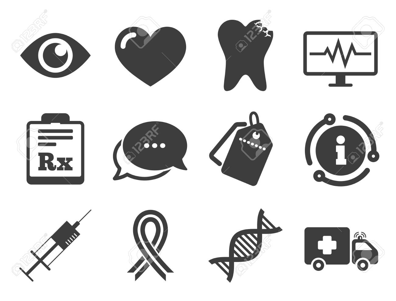 Tooth, syringe and ambulance signs. Discount offer tag, chat, info icon. Medicine, healthcare and diagnosis icons. Dna, awareness ribbon symbols. Classic style signs set. Vector - 135673212 Tooth, syringe and ambulance signs. Discount offer tag, chat, info icon. Medicine, healthcare and diagnosis icons. Dna, awareness ribbon symbols. Classic style signs set. Vector - 135673212
