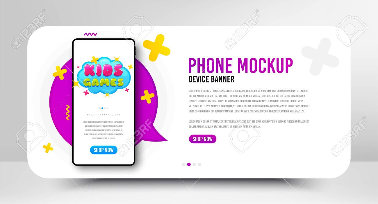 Download Kids Games Icon Phone Screen Mockup Banner Fun Playing Zone Royalty Free Cliparts Vectors And Stock Illustration Image 150124202