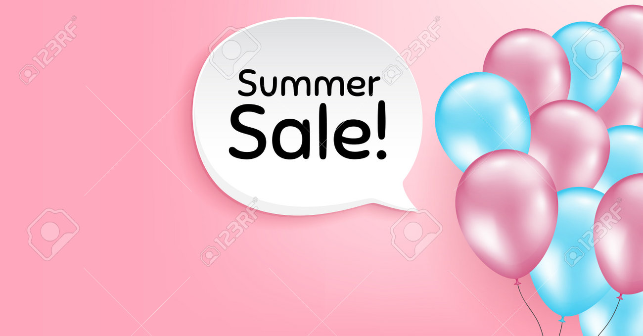 Summer Sale. Pink Balloon Vector Background. Special Offer Price Sign.  Advertising Discounts Symbol. Birthday Balloon Background. Summer Sale  Speech Bubble. Celebrate Pink Banner. Vector Royalty Free SVG, Cliparts,  Vectors, and Stock Illustration.