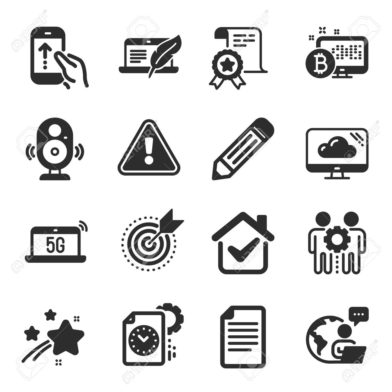 위로 스와이프 연필 비트코인 시스템 기호 클라우드 저장 파일 프로젝트 마감일 표시 인증서 저작권 노트북 대상 목적 스피커 5g 노트북  벡터와 같은 과학 아이콘 세트 로열티 무료 사진, 그림, 이미지 그리고 스톡포토그래피.