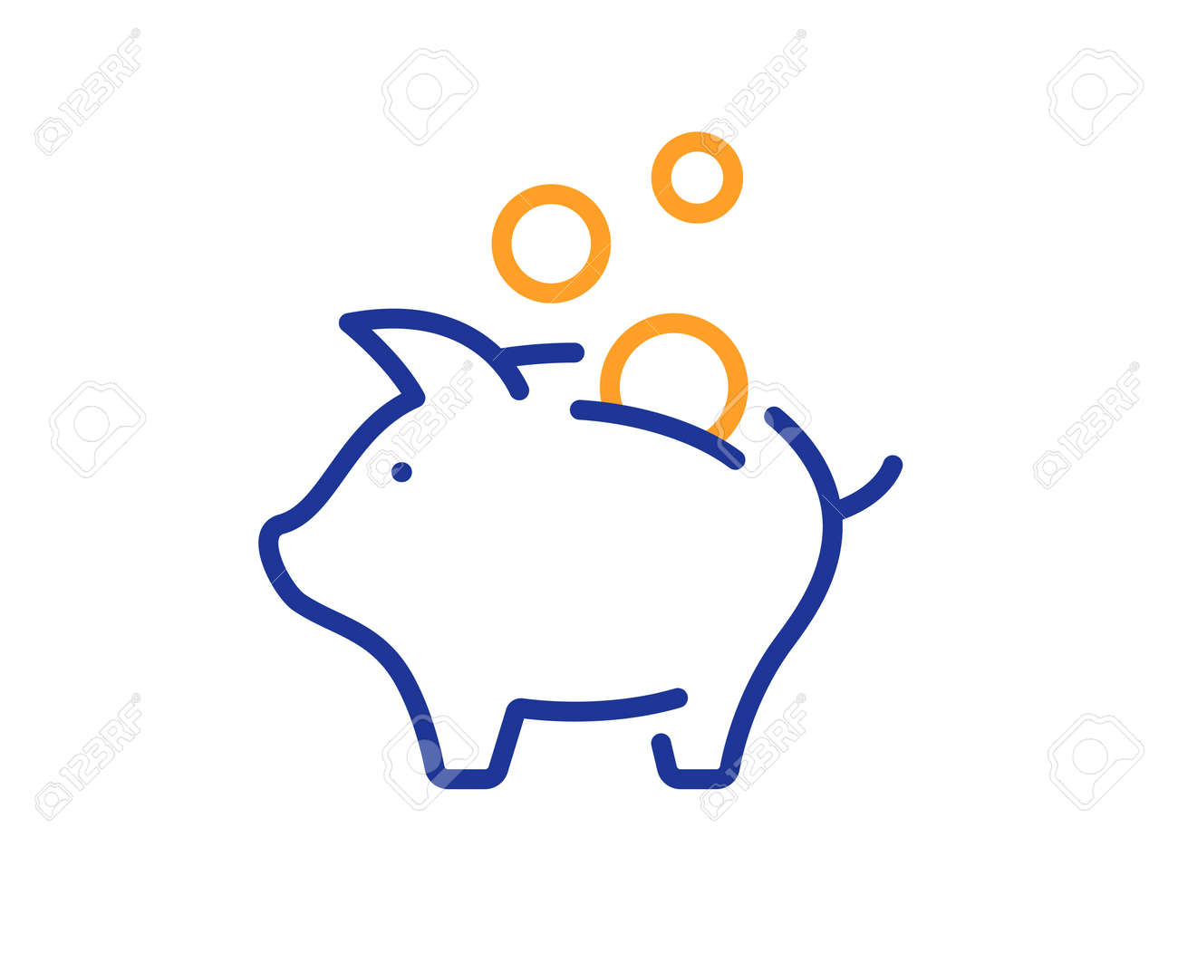 貯金箱の線のアイコン。コインマネーサイン。ビジネス貯蓄のシンボル。カラフルな細い線のアウトラインのコンセプト。線形スタイルの貯金箱のアイコン。編集可能なストローク。ベクターのイラスト素材・ベクター  Image 176962539