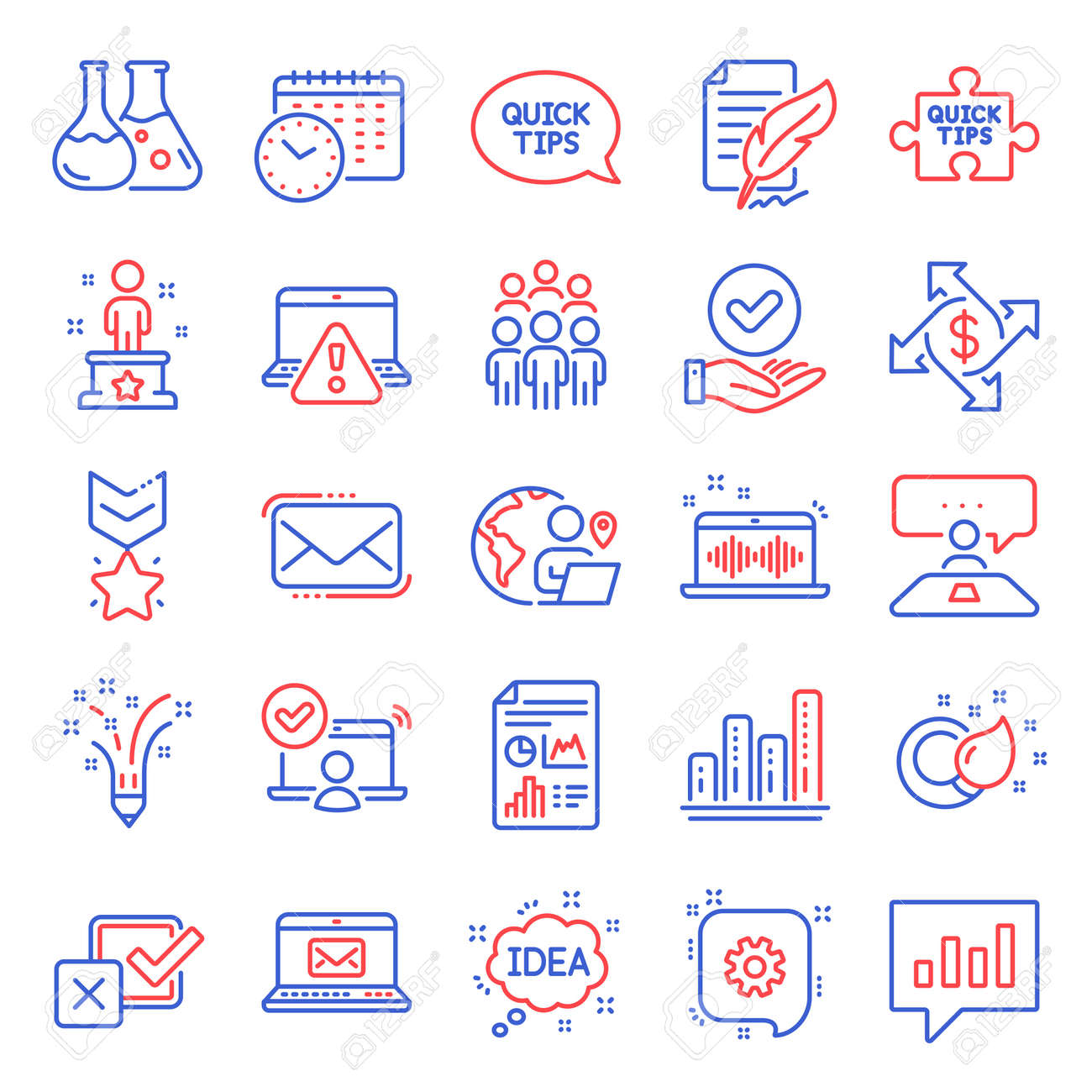 교육 아이콘 세트에는 깃털 서명 달력 시간 지불 교환 표시 온라인 경고 영감 빠른 시작 가이드 기호 빠른 팁 톱니바퀴 전자 메일  아이디어 벡터로 아이콘이 포함되어 있습니다. 로열티 무료 사진, 그림, 이미지