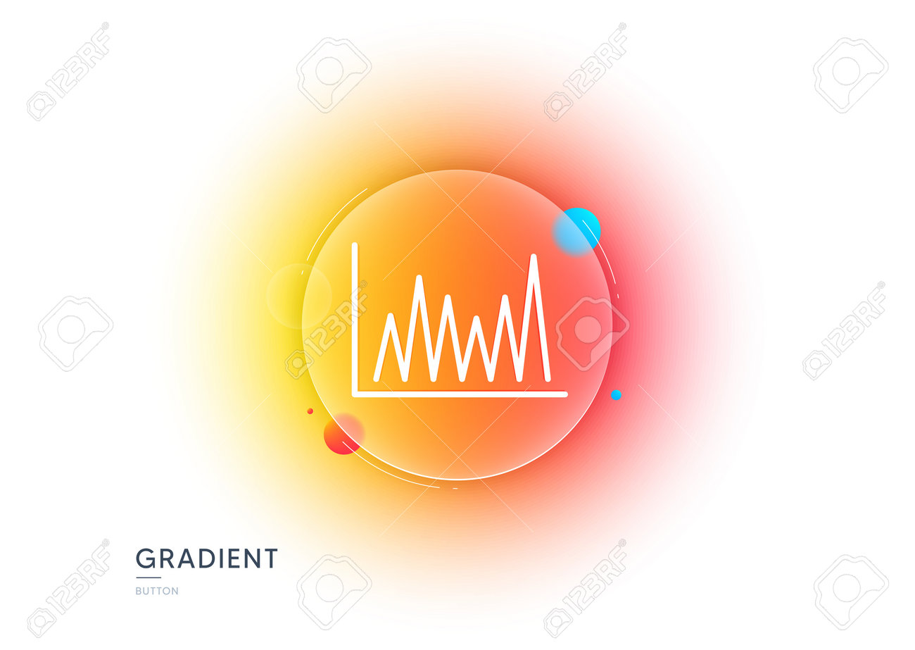 折れ線グラフのアイコン。ガラスモーフィズムを持つグラデーションぼかしボタン。財務成長グラフのサイン。証券取引所のシンボル。透明なガラスデザイン。折れ線 グラフの折れ線アイコン。ベクトルのイラスト素材・ベクター Image 195791015