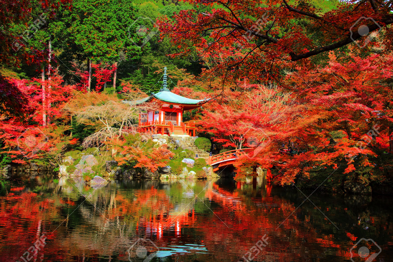 Daigoji Or Daigo-ji Temple With Autumn Foliage Colors In Kyoto, Japan. Here Is One Of The Most Famous Kyoto Landmarks During Fall Season. Stock Photo, Picture And Royalty Free Image. Image 72718337.