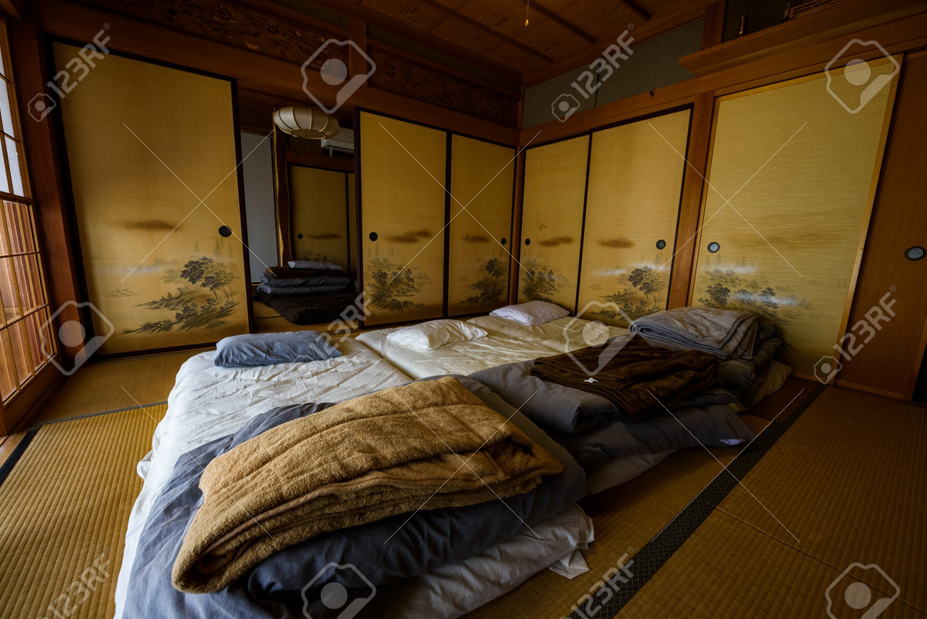 Traditional Japanese Style Room (Ryokan) With Tatami Bed In Luxury House  Stock Photo, Picture and Royalty Free Image. Image 80362980.