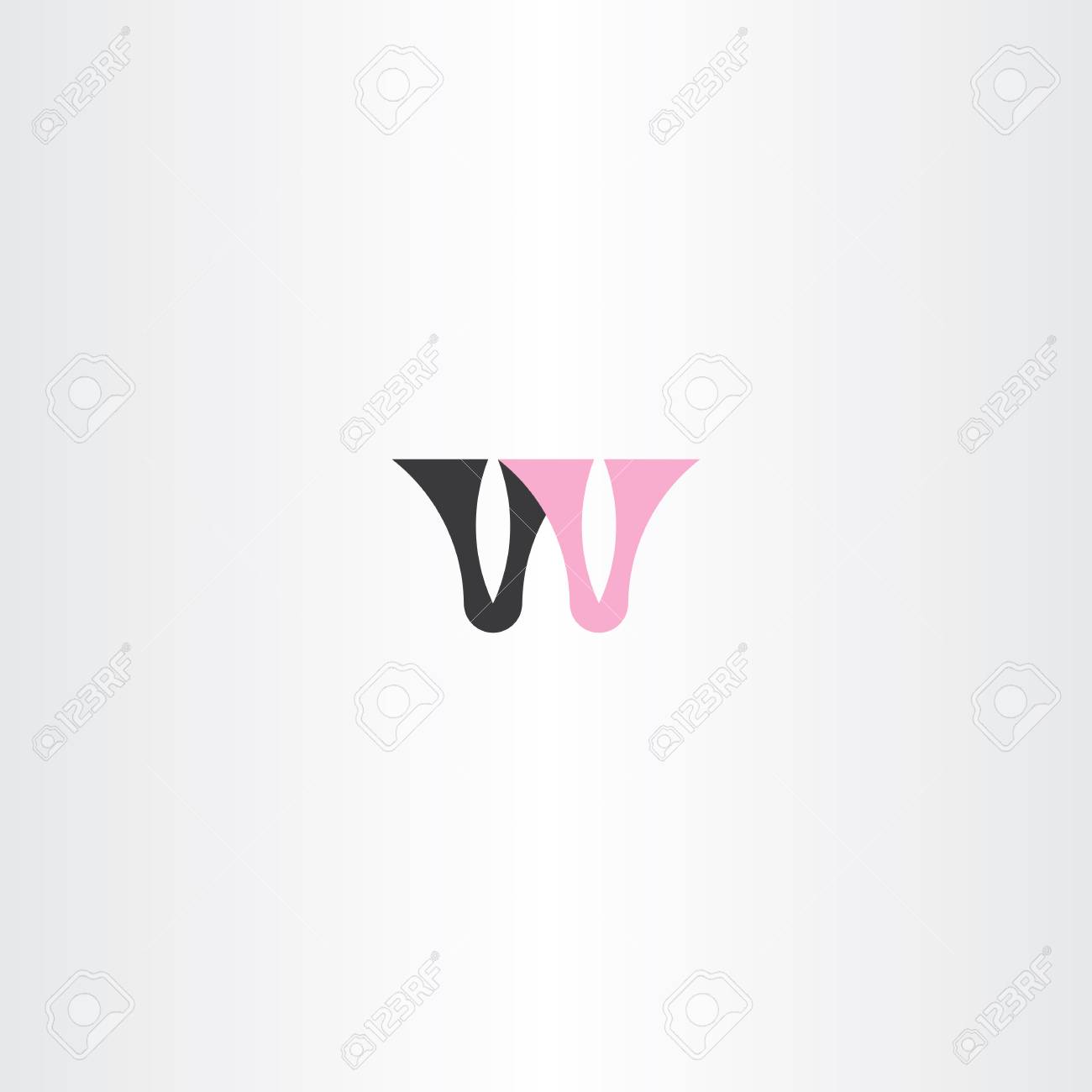 ロゴ W ピンク黒手紙 W のアイコン ベクトル設計記号のイラスト素材 ベクタ Image